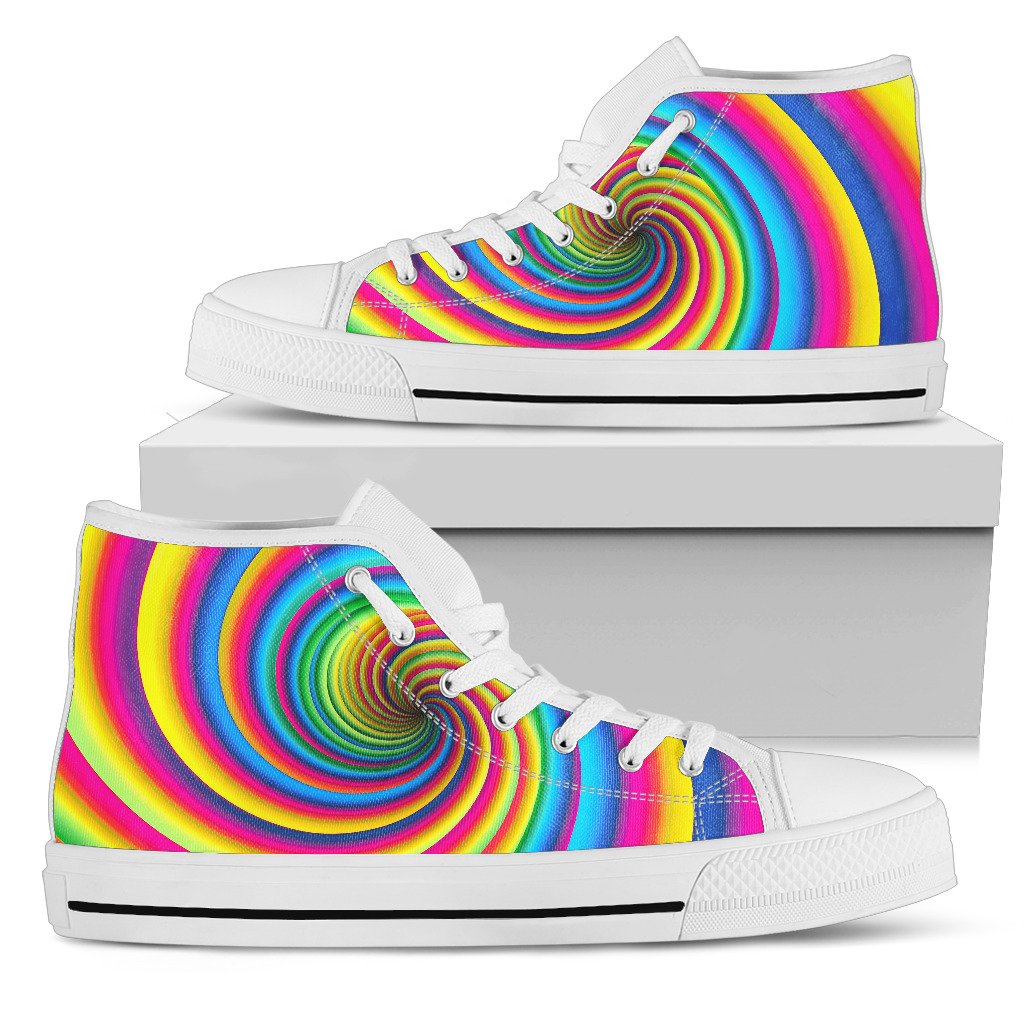 Vortex Twist Swirl Rainbow Design Women High Top Shoes