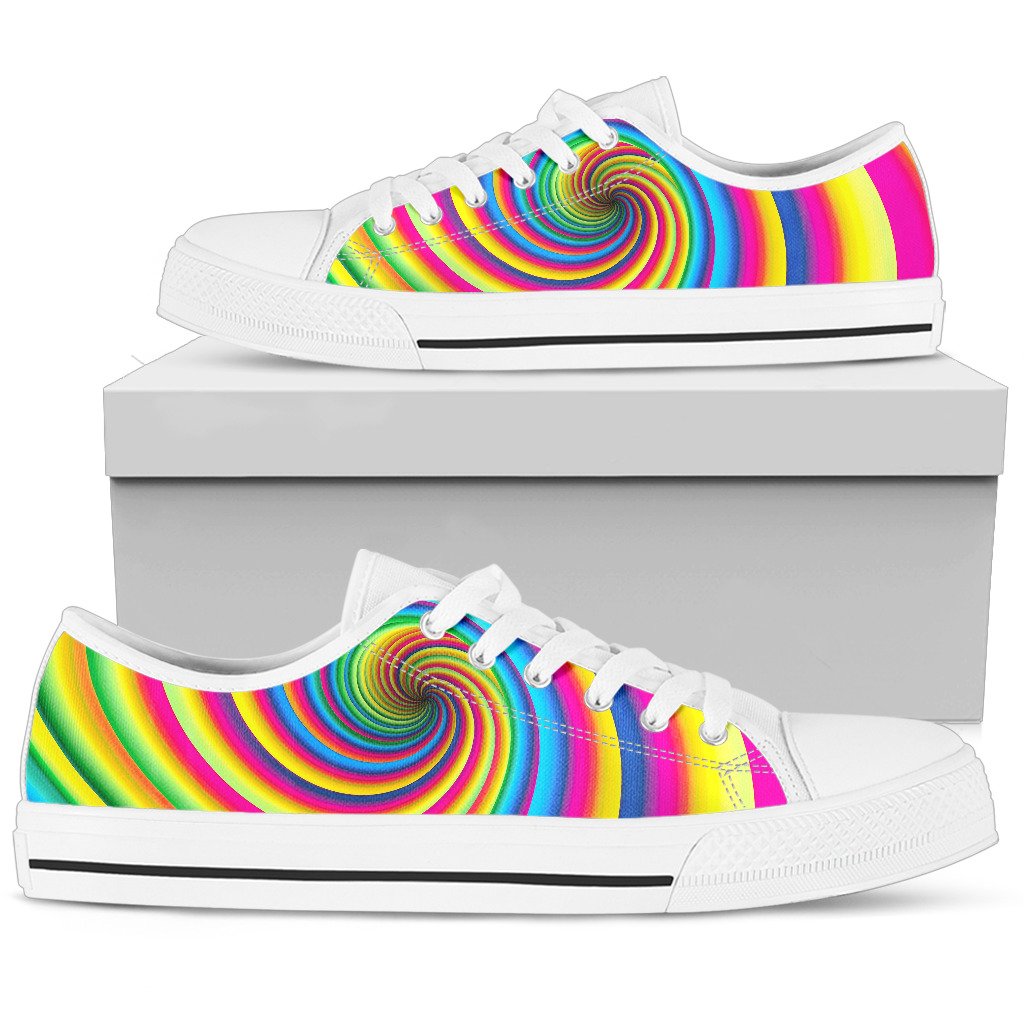 Vortex Twist Swirl Rainbow Design Women Low Top Shoes-JTAMIGO.COM