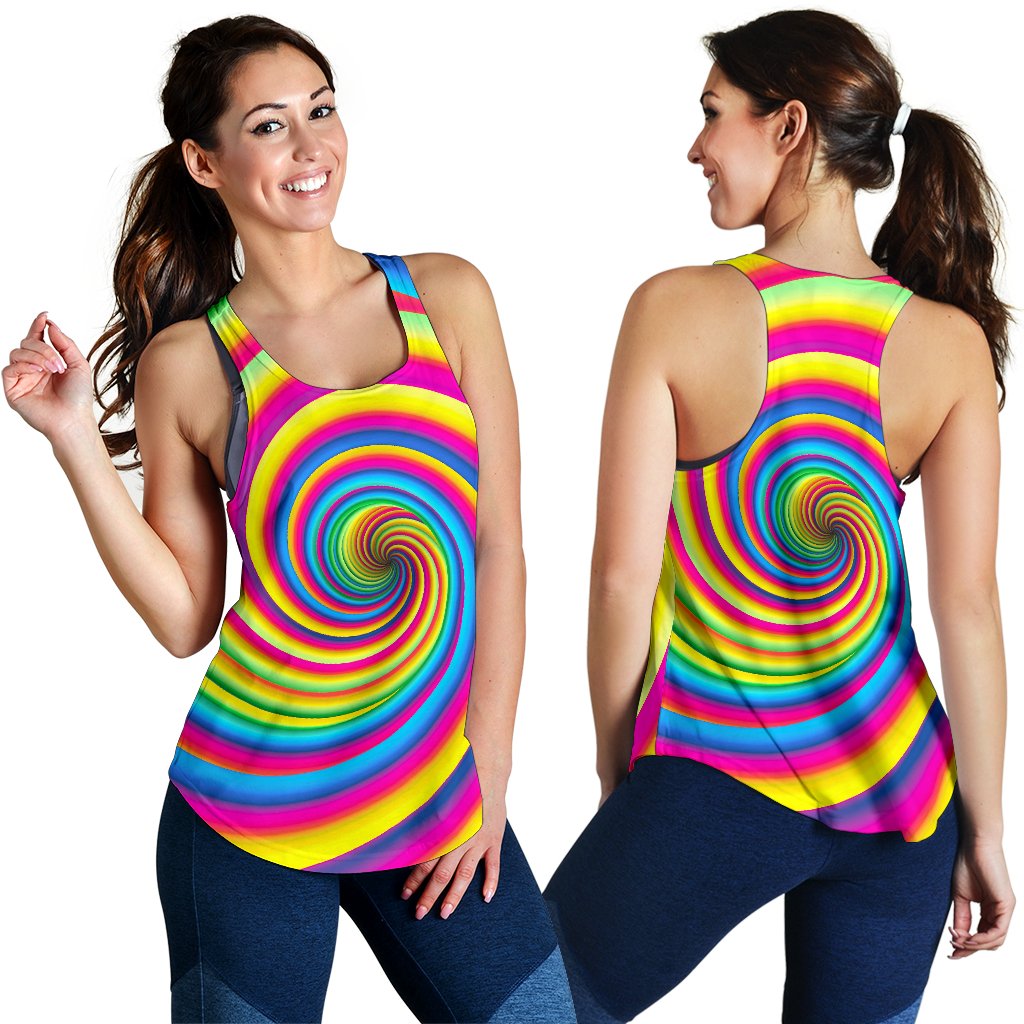 Vortex Twist Swirl Rainbow Design Women Racerback Tank Top