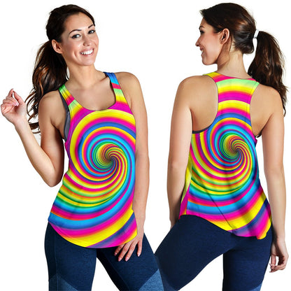 Vortex Twist Swirl Rainbow Design Women Racerback Tank Top