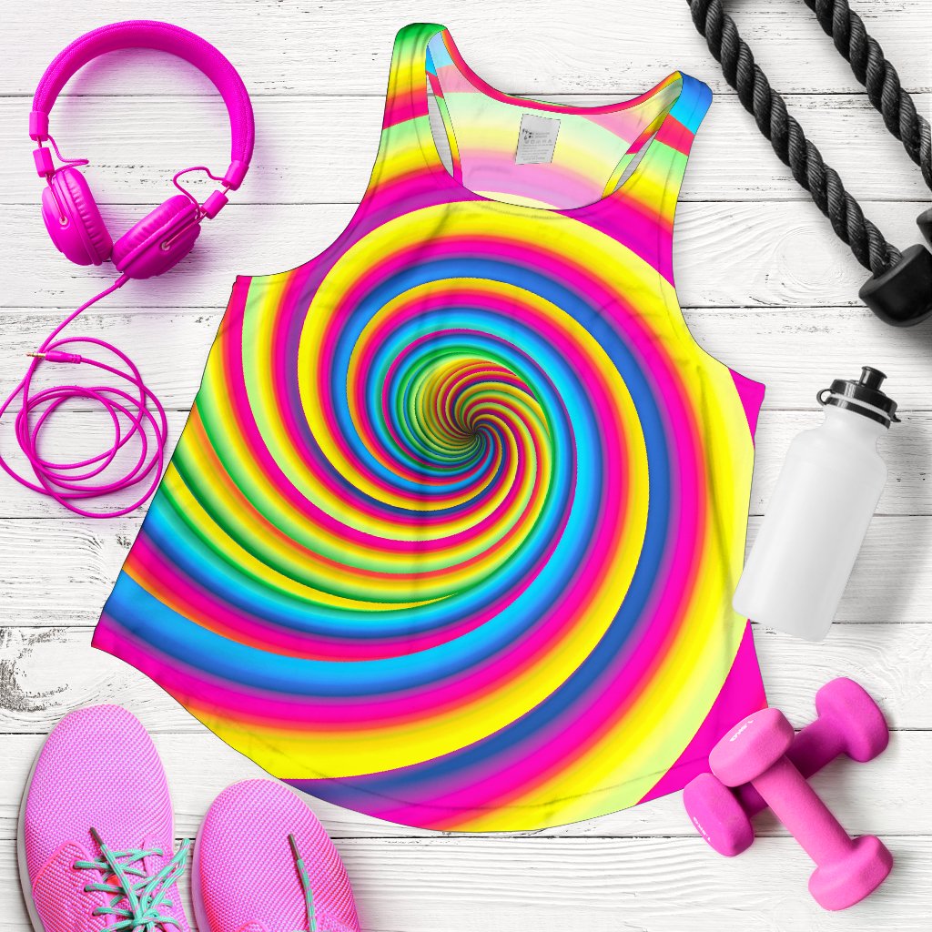 Vortex Twist Swirl Rainbow Design Women Racerback Tank Top