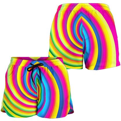 Vortex Twist Swirl Rainbow Design Women Shorts-JTAMIGO.COM