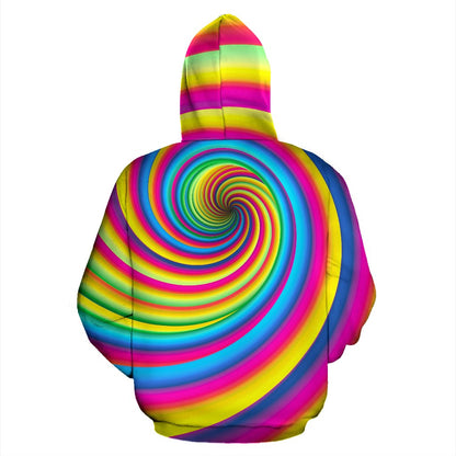 Vortex Twist Swirl Rainbow Design Zip Up Hoodie