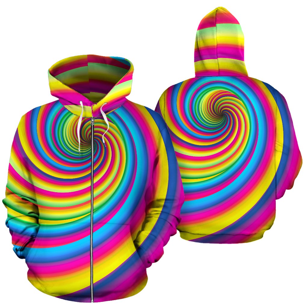 Vortex Twist Swirl Rainbow Design Zip Up Hoodie