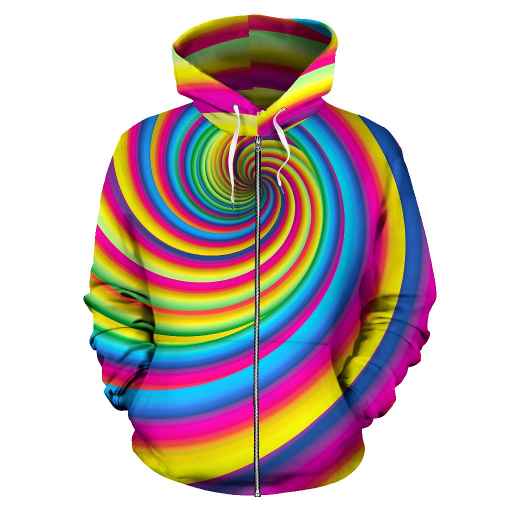Vortex Twist Swirl Rainbow Design Zip Up Hoodie