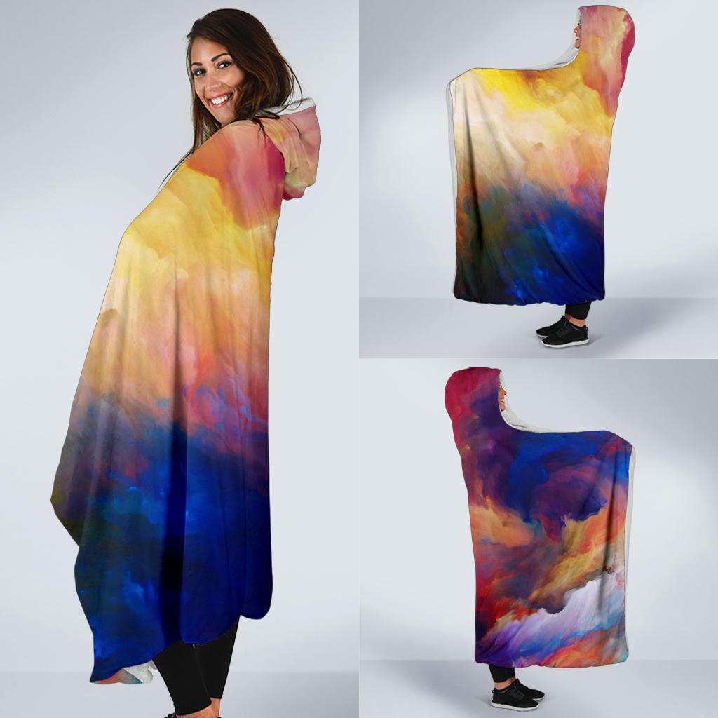 Vortex Twist Swirl Water Color Design Hooded Blanket-JTAMIGO.COM