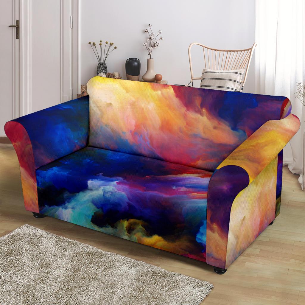 Vortex Twist Swirl Water Color Design Loveseat Slipcover-JTAMIGO.COM