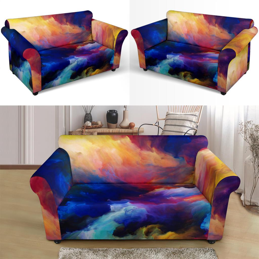 Vortex Twist Swirl Water Color Design Loveseat Slipcover-JTAMIGO.COM