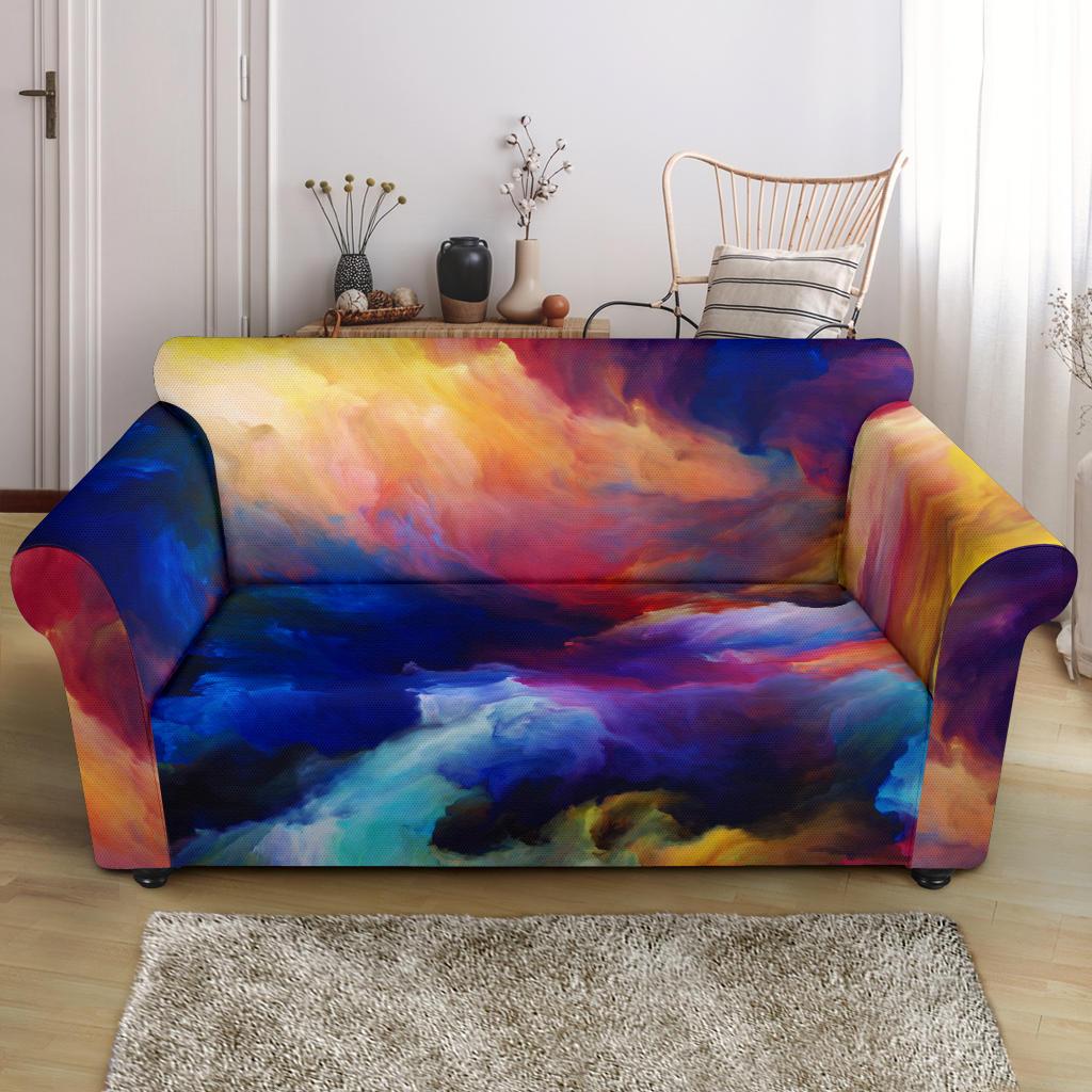 Vortex Twist Swirl Water Color Design Loveseat Slipcover-JTAMIGO.COM