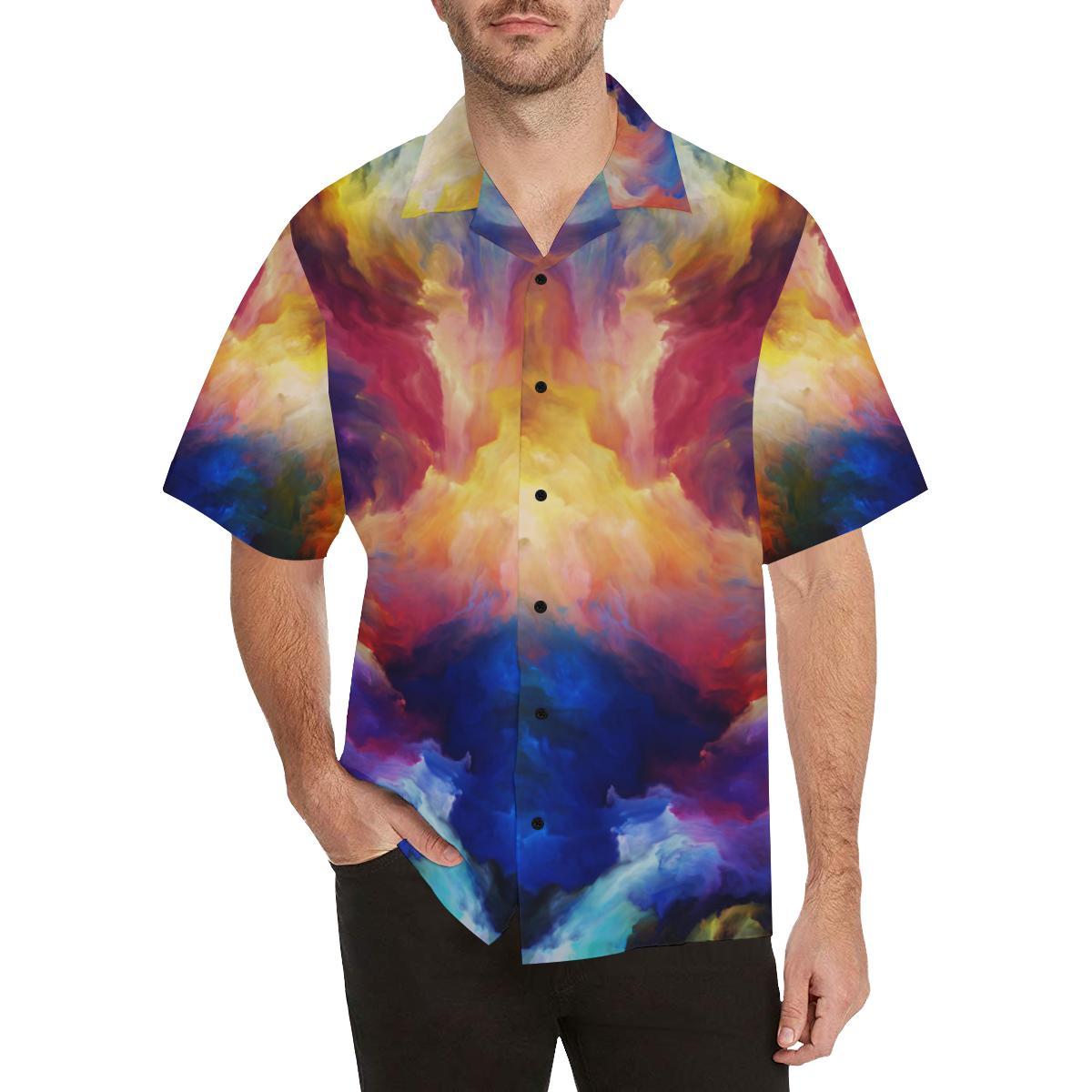 Vortex Twist Swirl Water Color Design Men Aloha Hawaiian Shirt