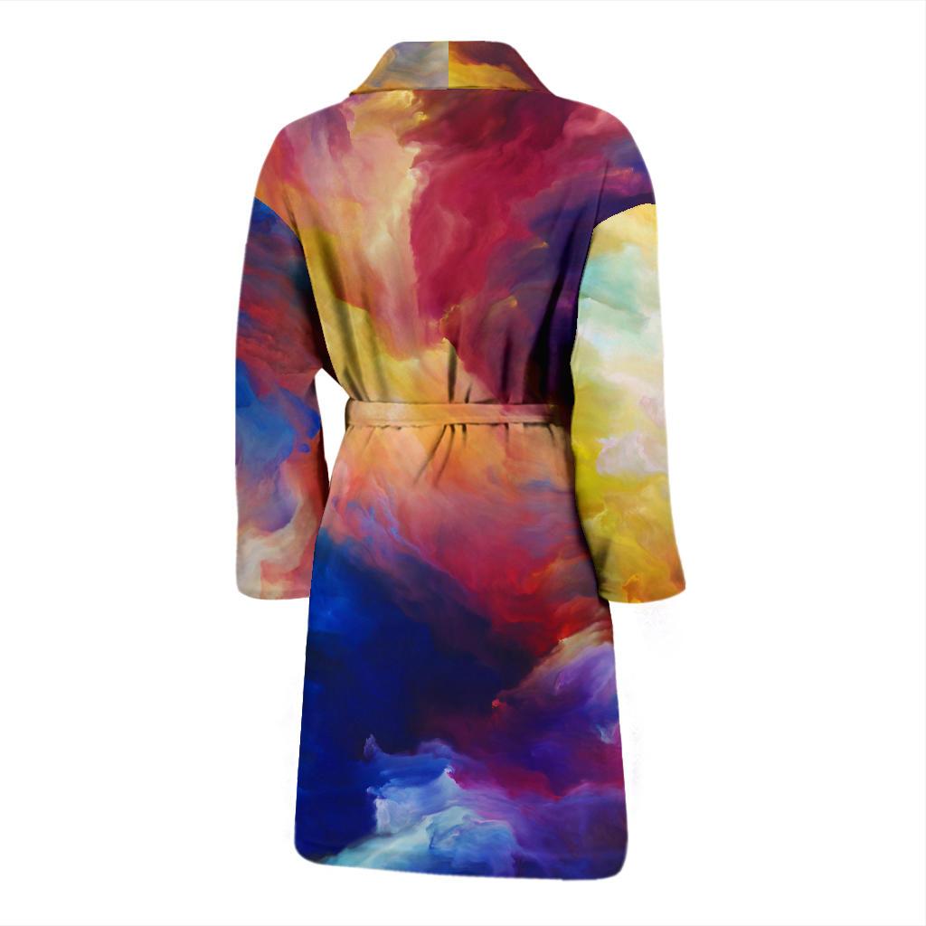 Vortex Twist Swirl Water Color Design Men Bath Robe-JTAMIGO.COM