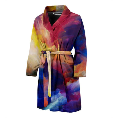 Vortex Twist Swirl Water Color Design Men Bath Robe-JTAMIGO.COM