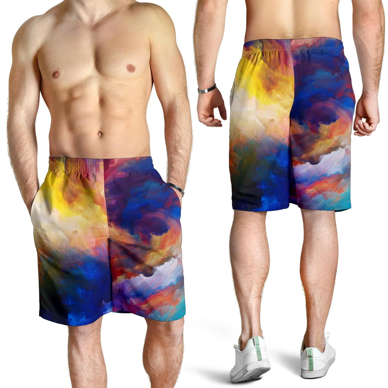 Vortex Twist Swirl Water Color Design Mens Shorts-JTAMIGO.COM