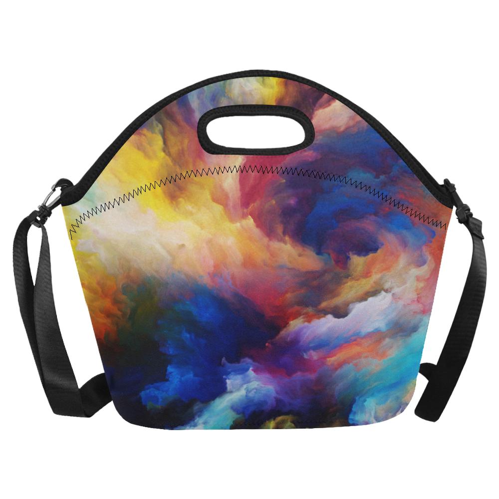 Vortex Twist Swirl Water Color Design Neoprene Lunch Bag (Model 1669)(Large)-JTAMIGO.COM