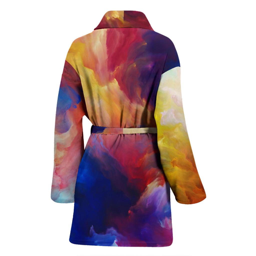 Vortex Twist Swirl Water Color Design Women Bath Robe-JTAMIGO.COM
