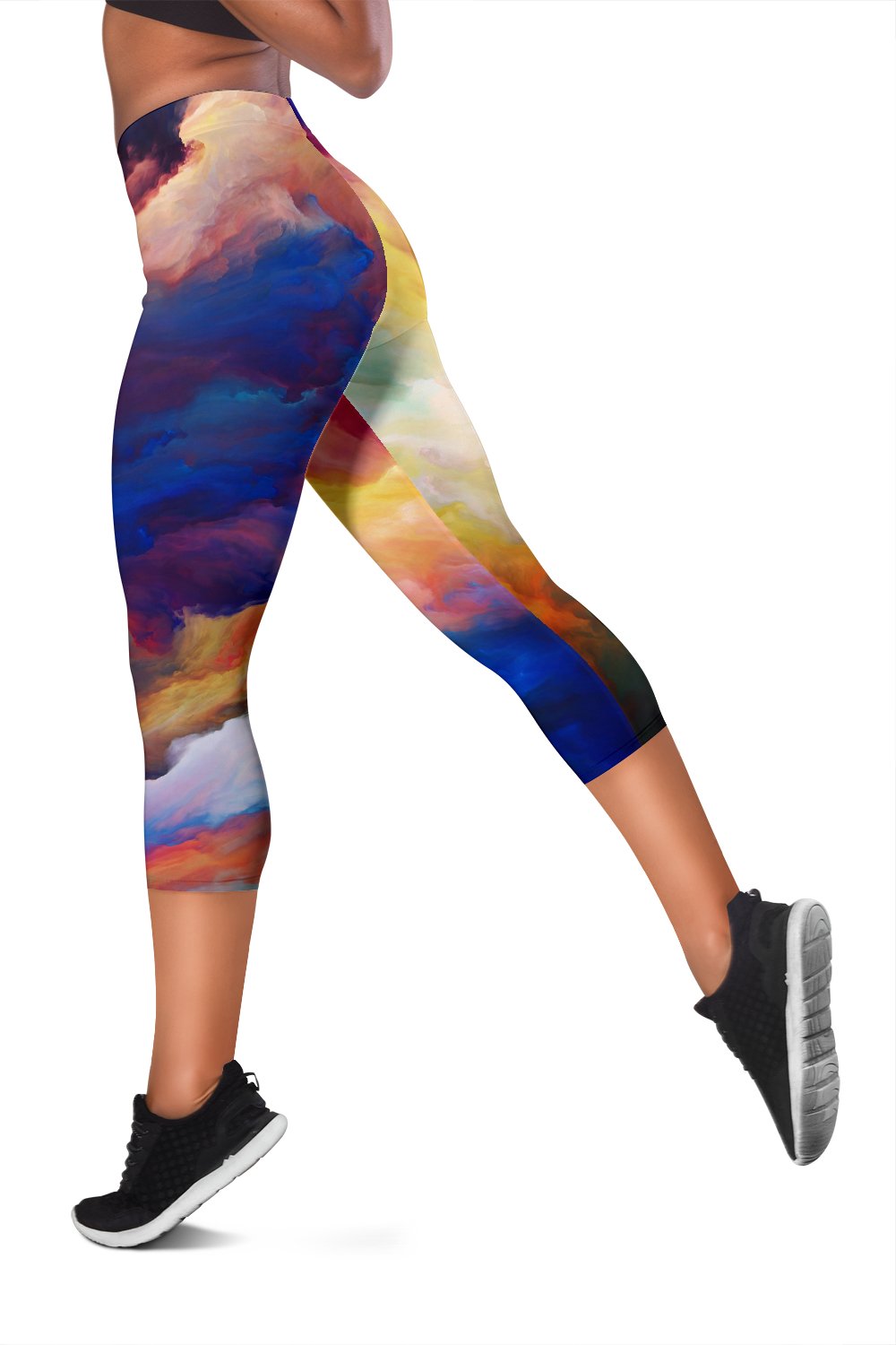 Vortex Twist Swirl Water Color Design Women Capris
