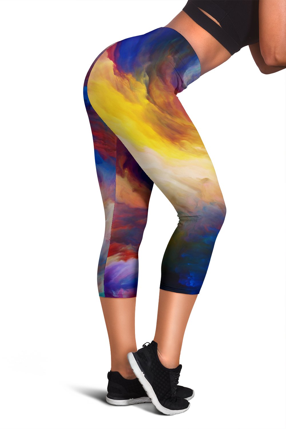 Vortex Twist Swirl Water Color Design Women Capris