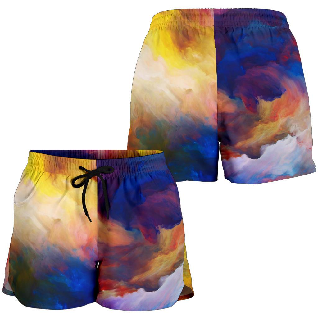 Vortex Twist Swirl Water Color Design Women Shorts-JTAMIGO.COM
