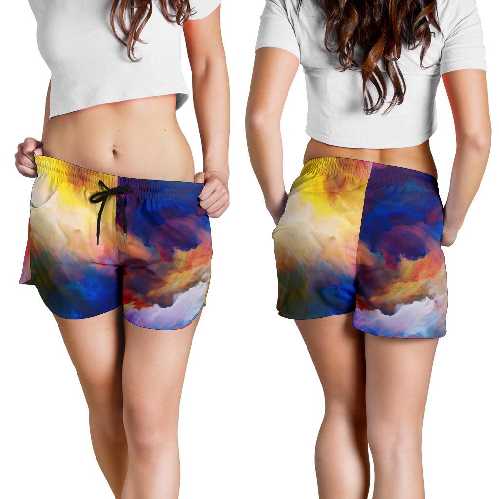 Vortex Twist Swirl Water Color Design Women Shorts-JTAMIGO.COM