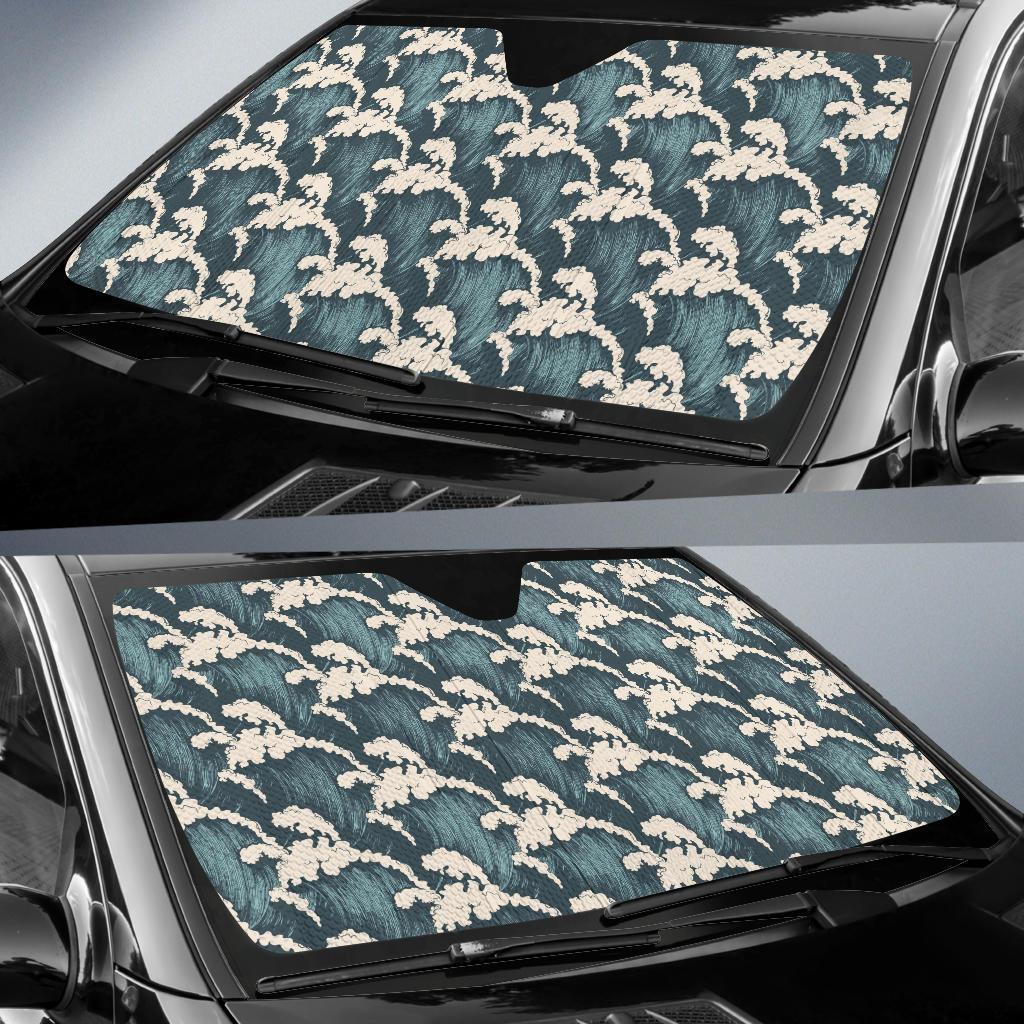 Wave Art Print Car Sun Shade For Windshield