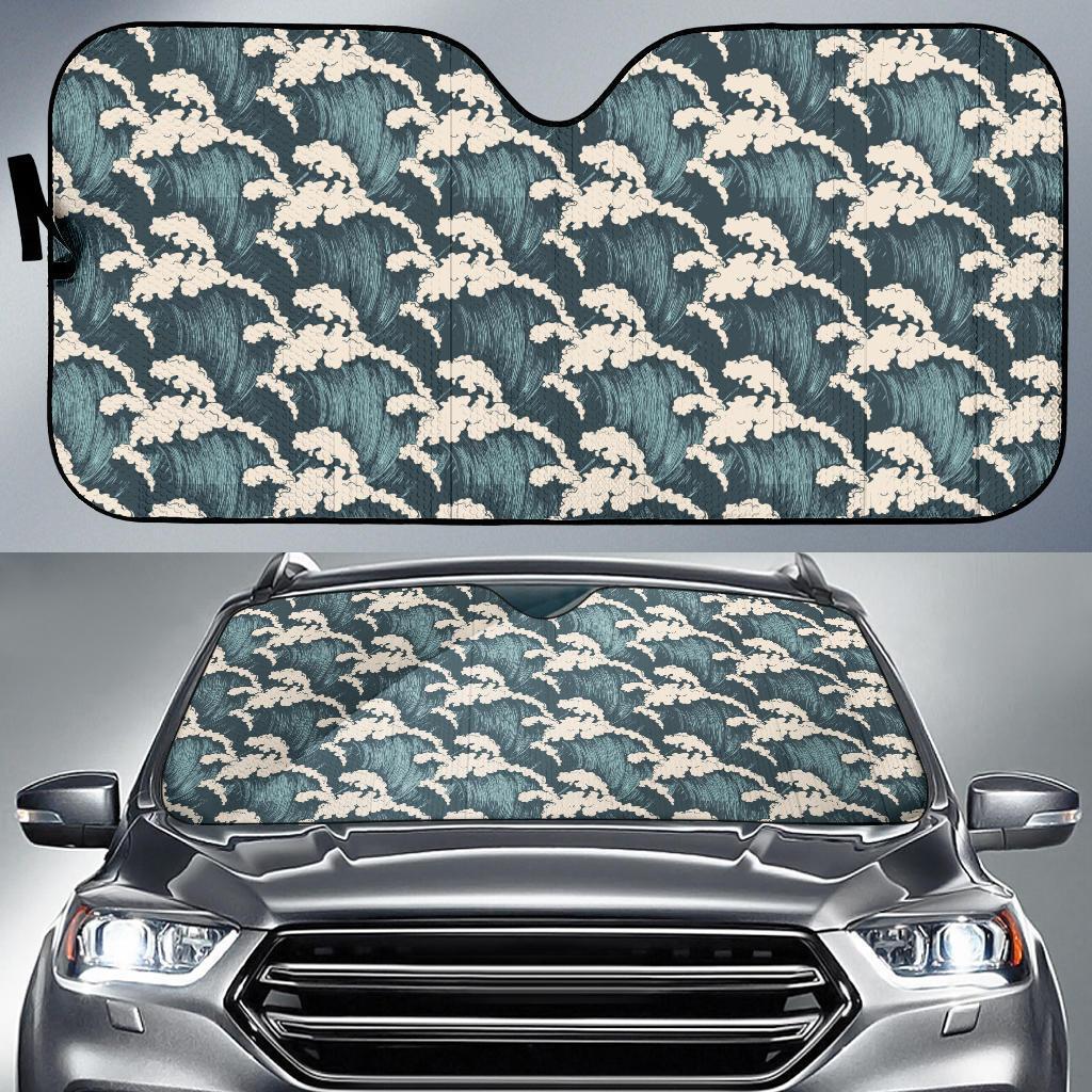 Wave Art Print Car Sun Shade For Windshield