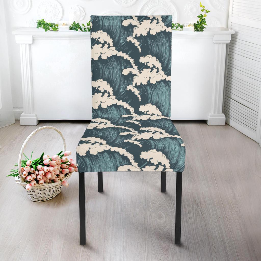 Wave Art Print Dining Chair Slipcover-JTAMIGO.COM