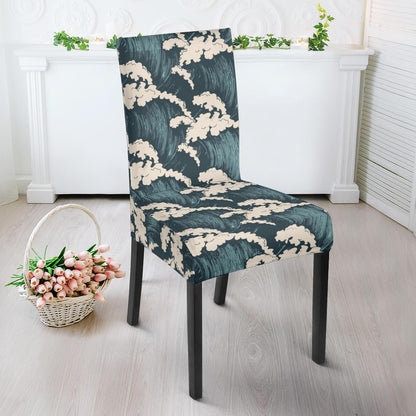 Wave Art Print Dining Chair Slipcover-JTAMIGO.COM