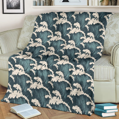 Wave Art Print Fleece Blanket