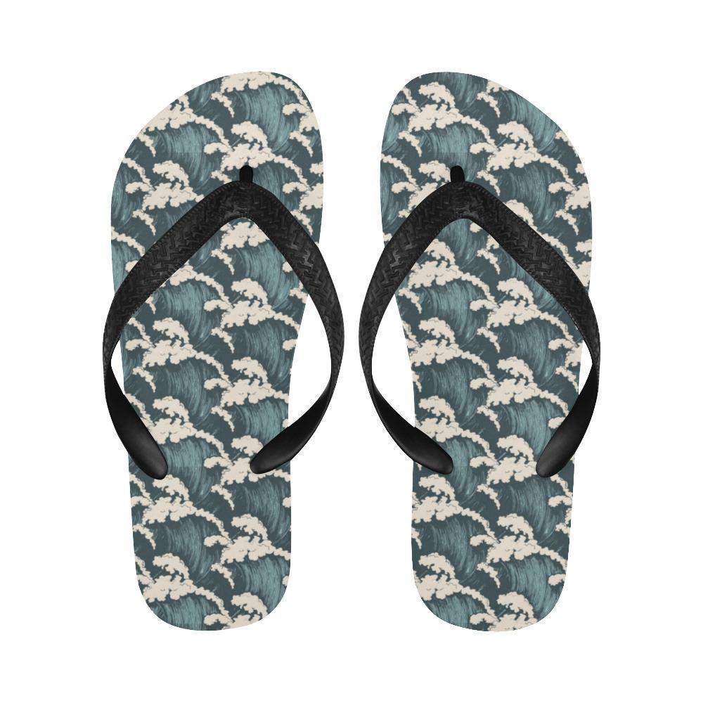 Wave Art Print Flip Flops-JTAMIGO.COM