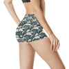 Wave Art Print High Waisted Spandex Shorts-JTAMIGO.COM