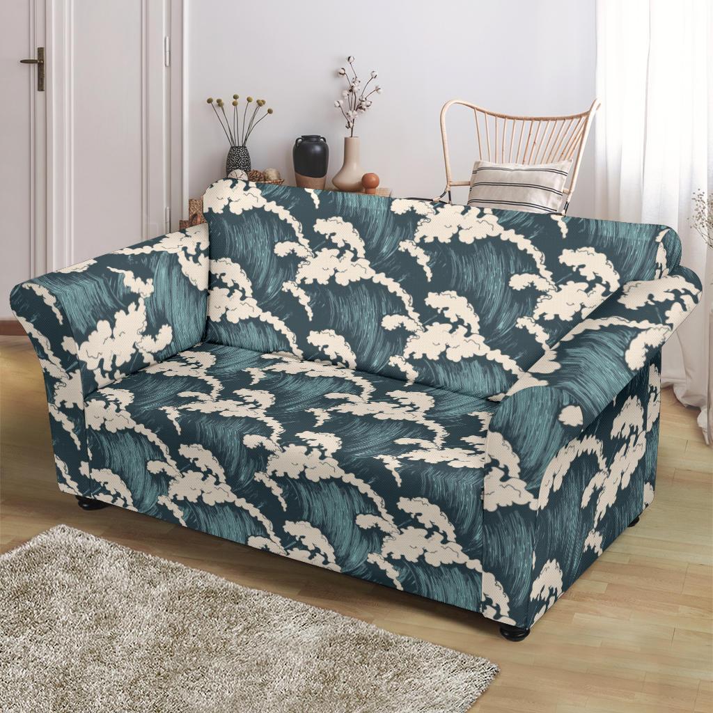 Wave Art Print Loveseat Slipcover-JTAMIGO.COM