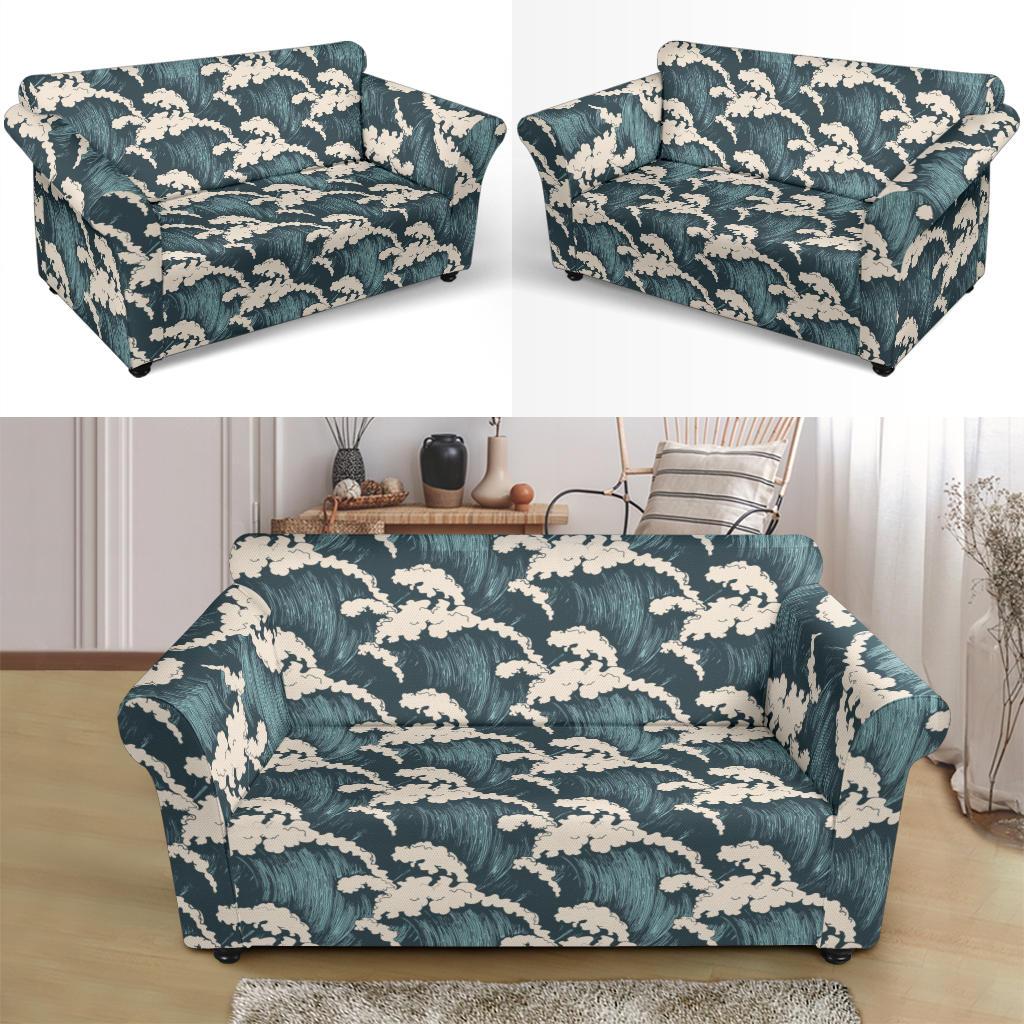 Wave Art Print Loveseat Slipcover-JTAMIGO.COM