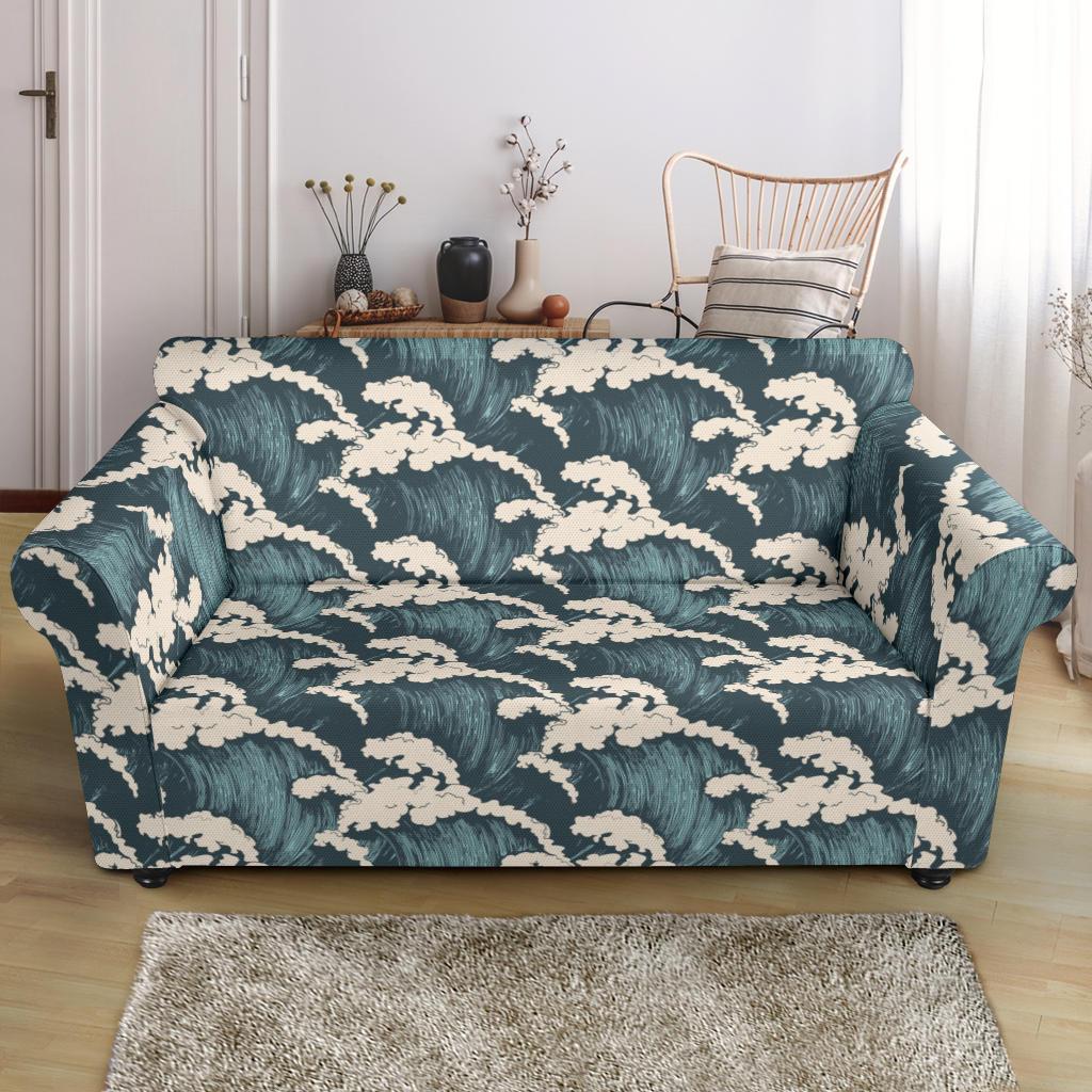 Wave Art Print Loveseat Slipcover-JTAMIGO.COM