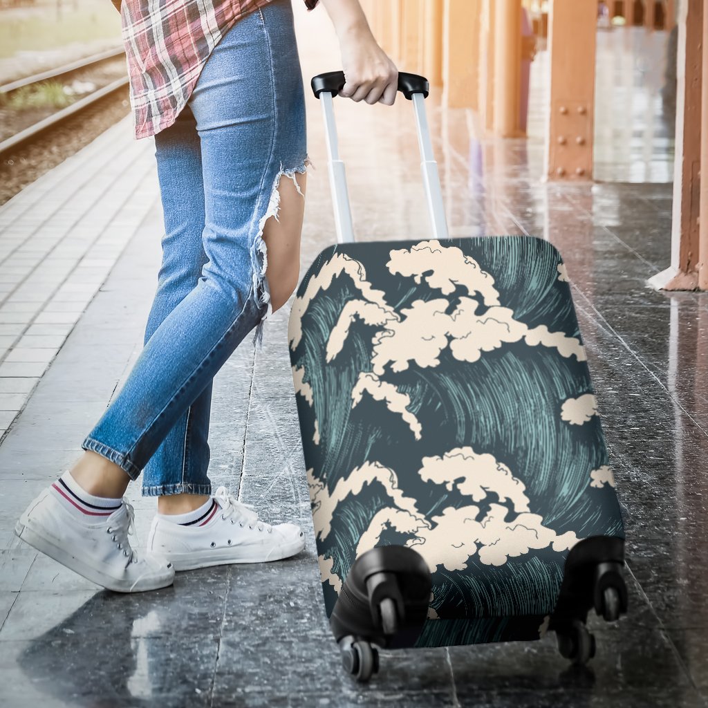 Wave Art Print Luggage Cover Protector