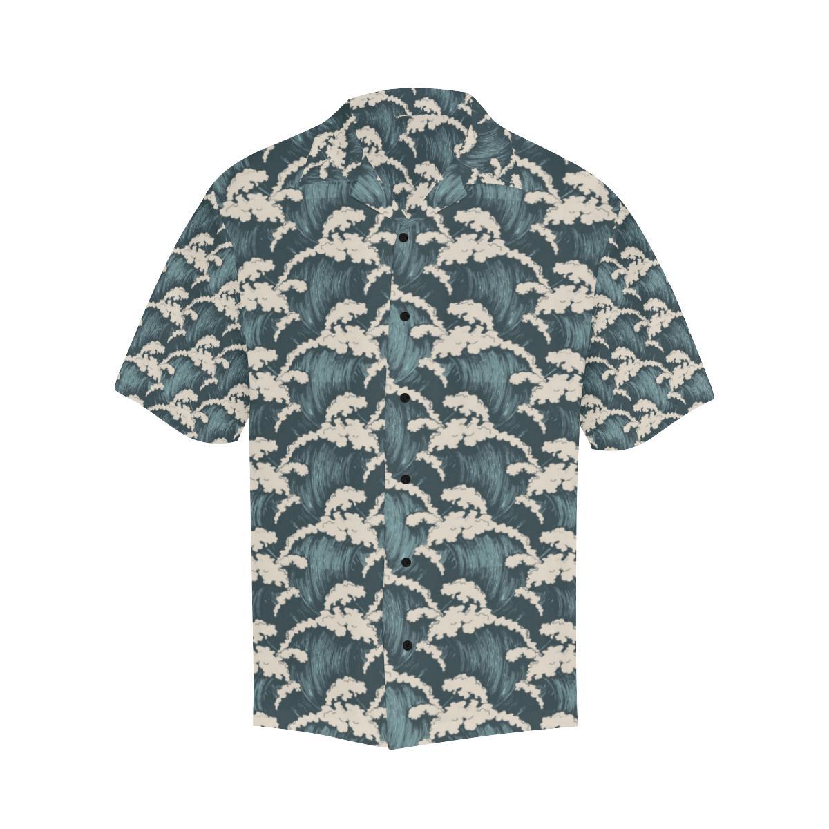 Wave Art Print Men Aloha Hawaiian Shirt