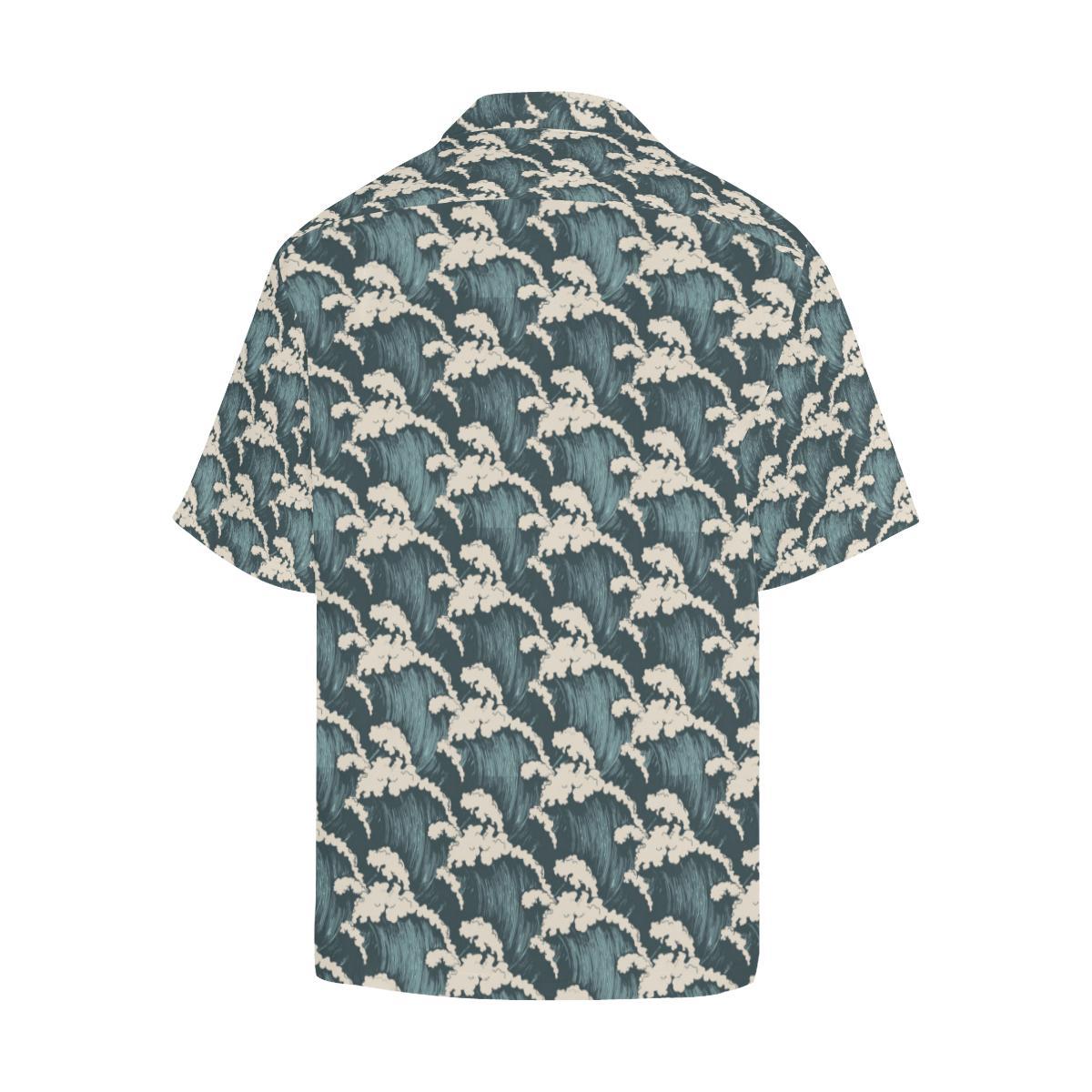 Wave Art Print Men Aloha Hawaiian Shirt