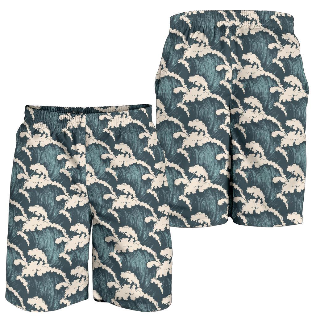 Wave Art Print Mens Shorts-JTAMIGO.COM