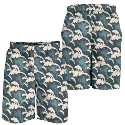 Wave Art Print Mens Shorts-JTAMIGO.COM