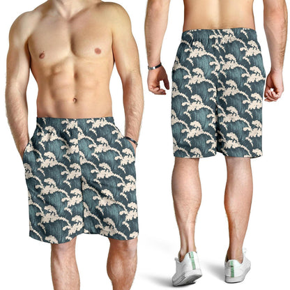 Wave Art Print Mens Shorts-JTAMIGO.COM