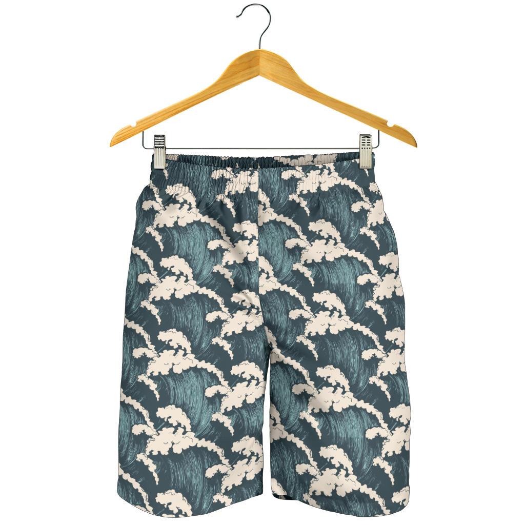 Wave Art Print Mens Shorts-JTAMIGO.COM