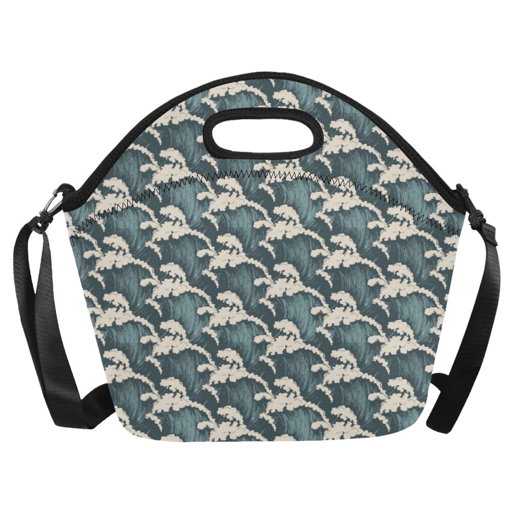 Wave Art Print Neoprene Lunch Bag (Model 1669)(Large)-JTAMIGO.COM