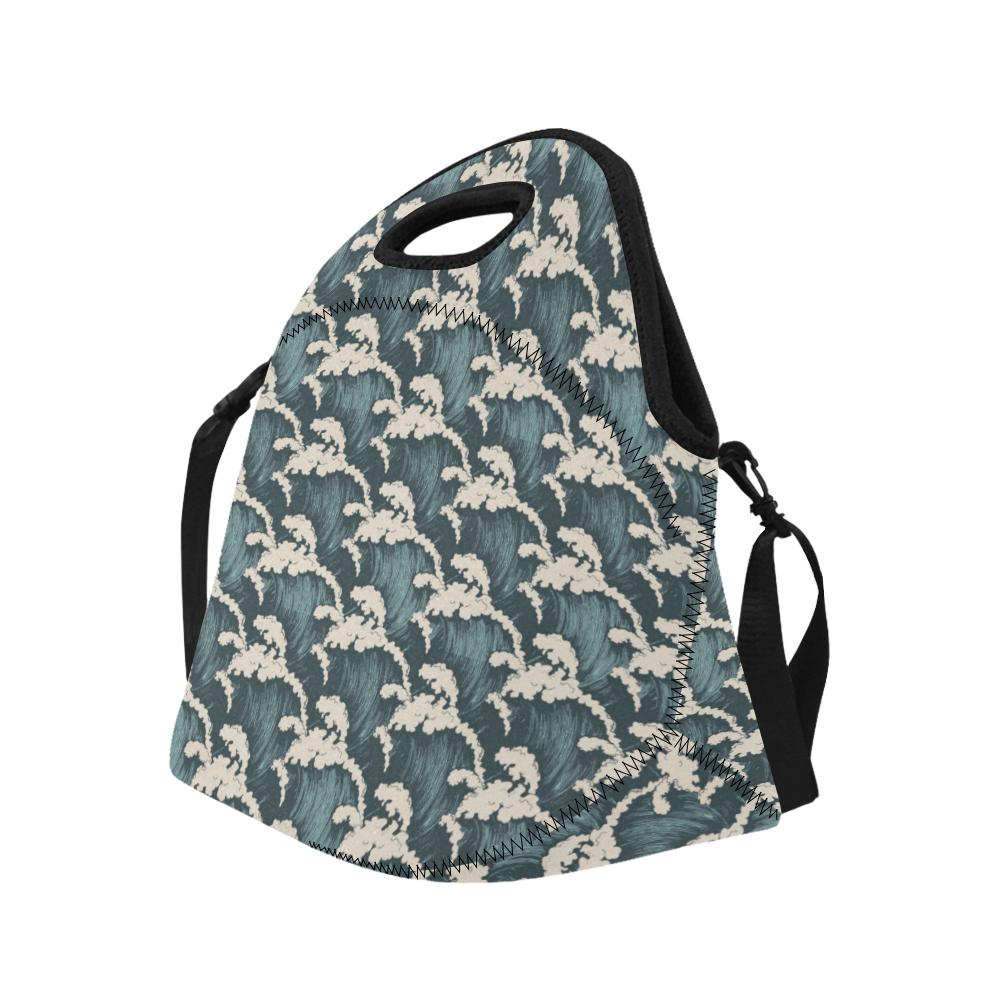 Wave Art Print Neoprene Lunch Bag (Model 1669)(Large)-JTAMIGO.COM