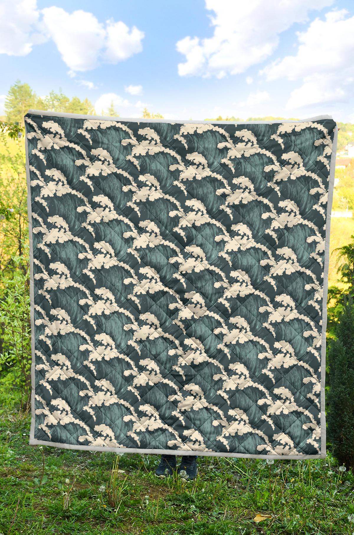 Wave Art Print Premium Quilt-JTAMIGO.COM