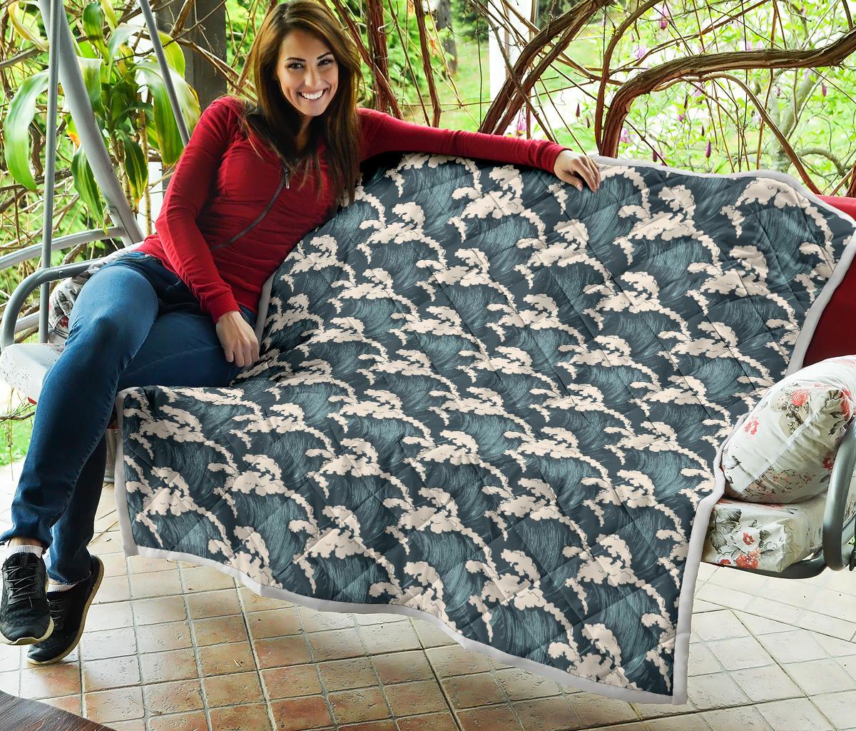 Wave Art Print Premium Quilt-JTAMIGO.COM