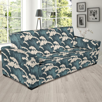 Wave Art Print Sofa Slipcover-JTAMIGO.COM