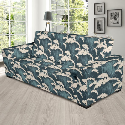 Wave Art Print Sofa Slipcover-JTAMIGO.COM