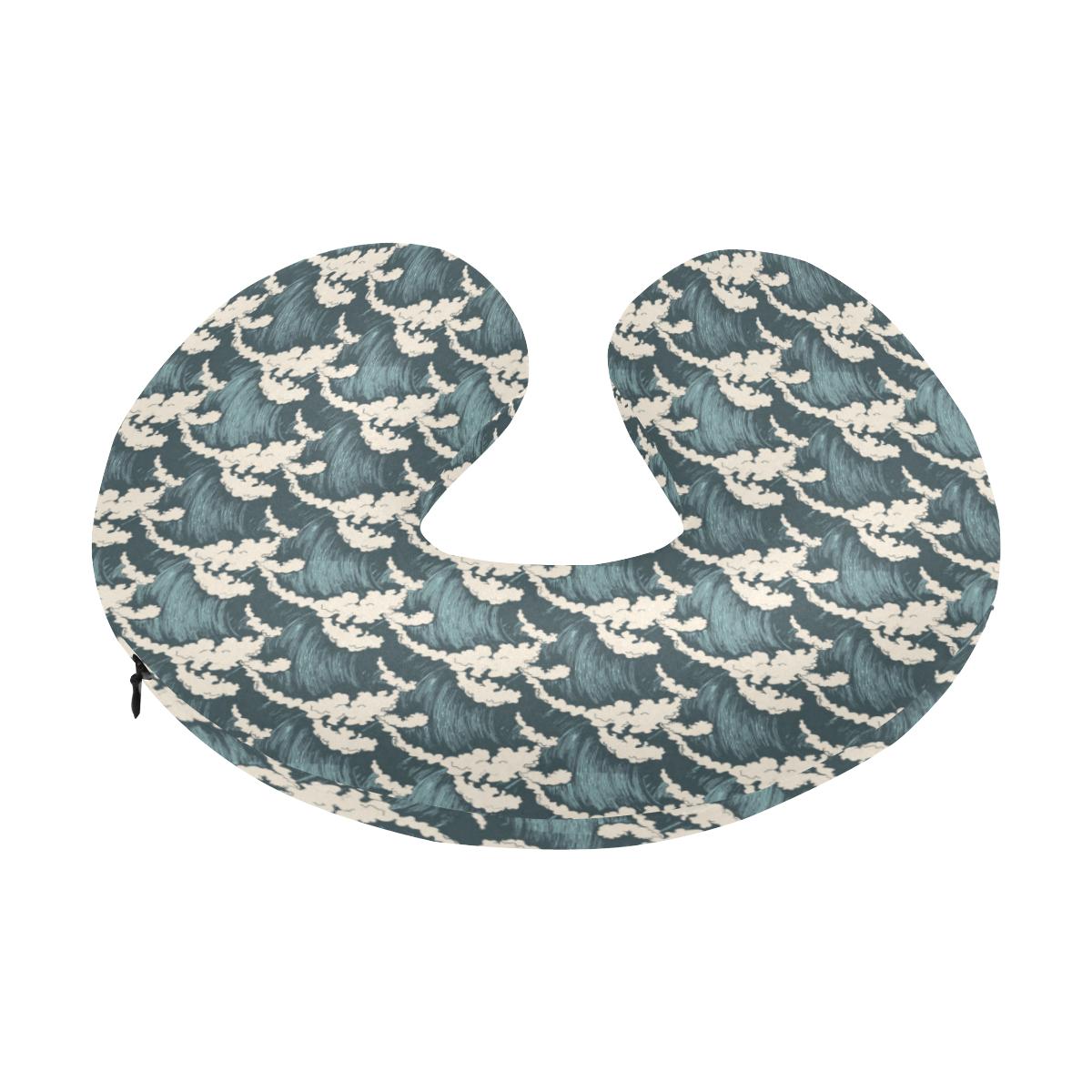 Wave Art Print U-Shaped Travel Neck Pillow-JTAMIGO.COM
