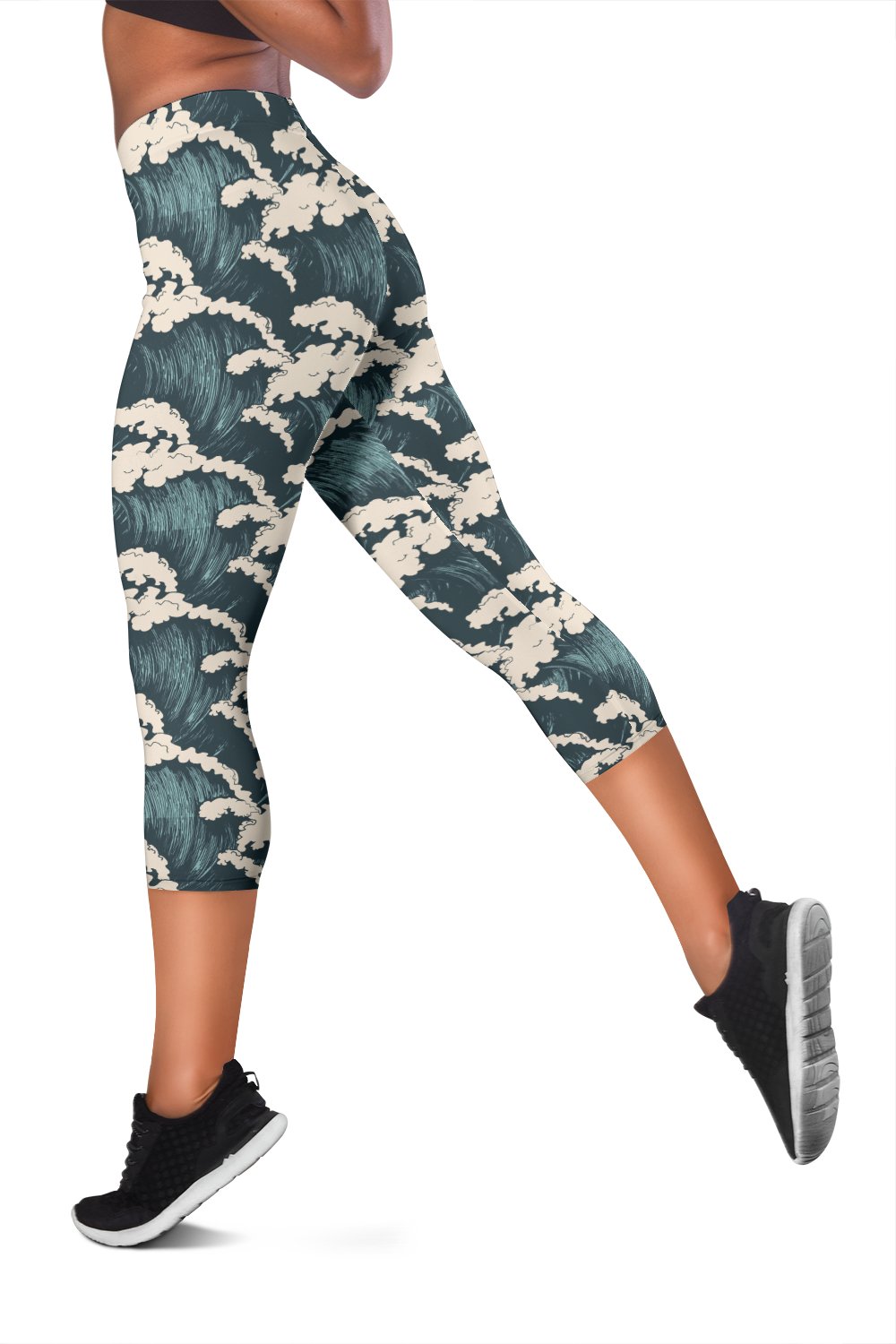 Wave Art Print Women Capris