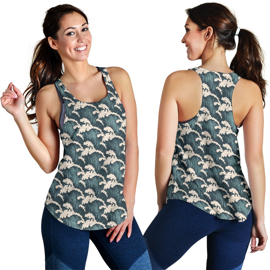 Wave Art Print Women Racerback Tank Top