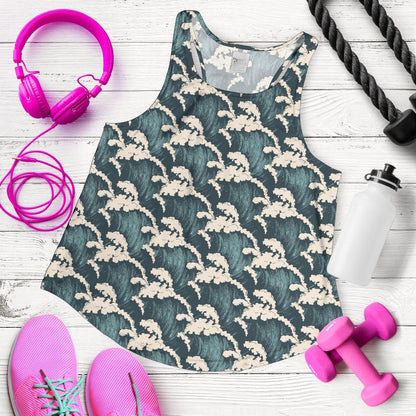 Wave Art Print Women Racerback Tank Top